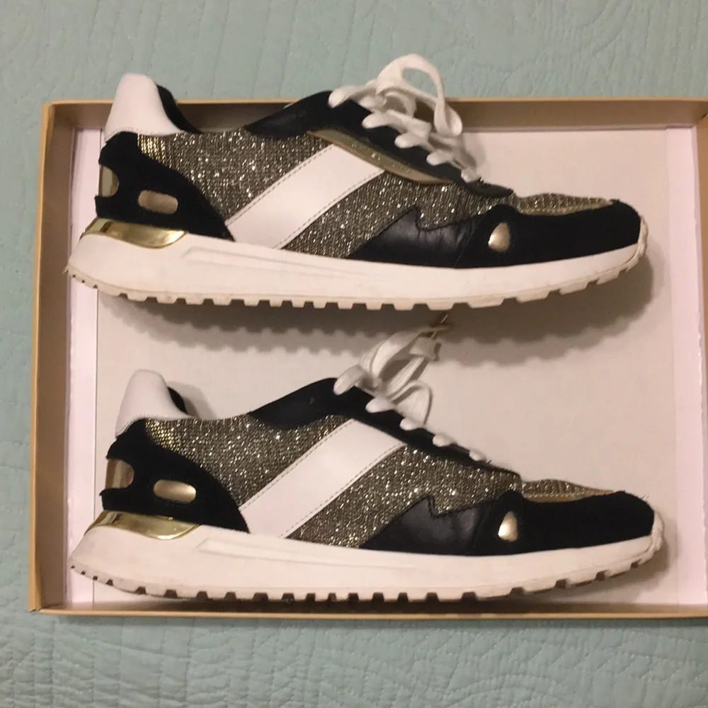 Michael Kors Gold and Black Monroe Trainers - Picture 4 of 10